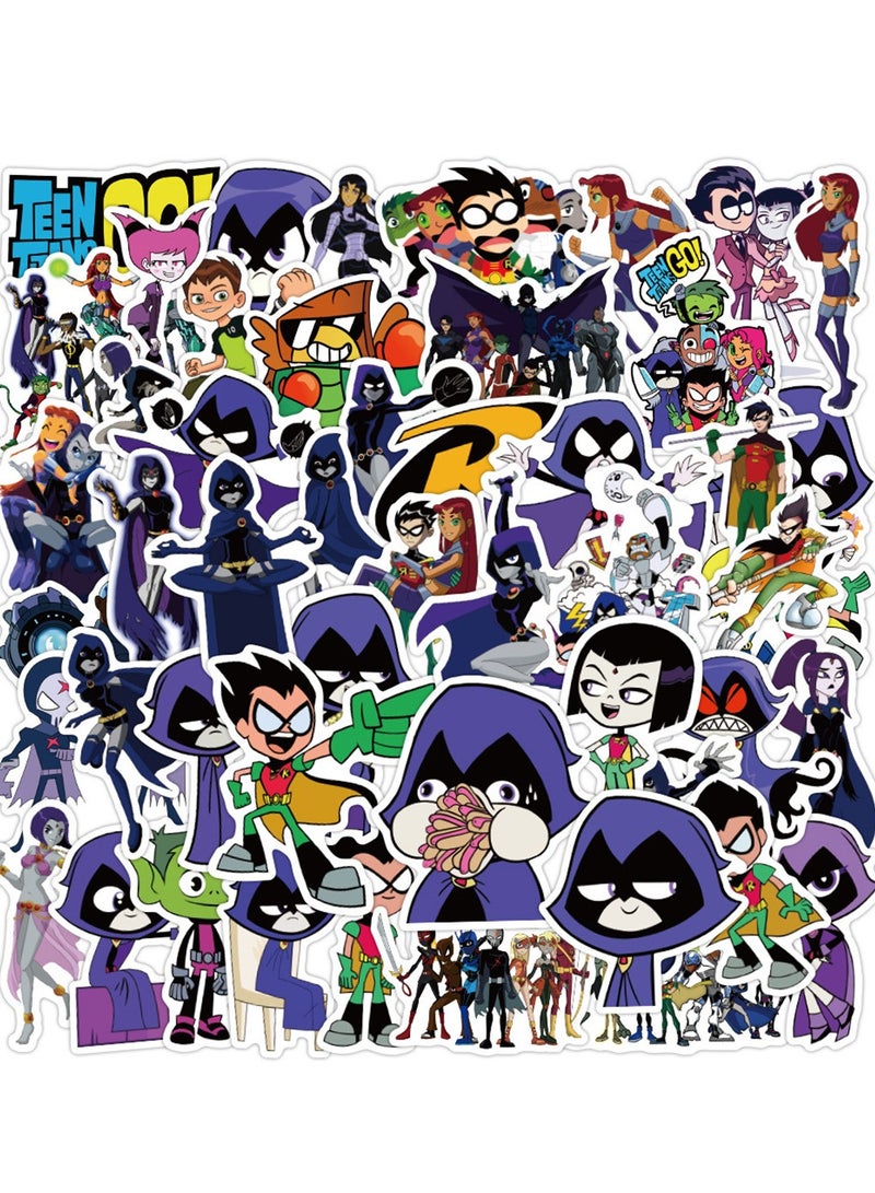 50 قطعة من ملصقات الفينيل المقاومة للماء من Teen Titans Go اللطيفة