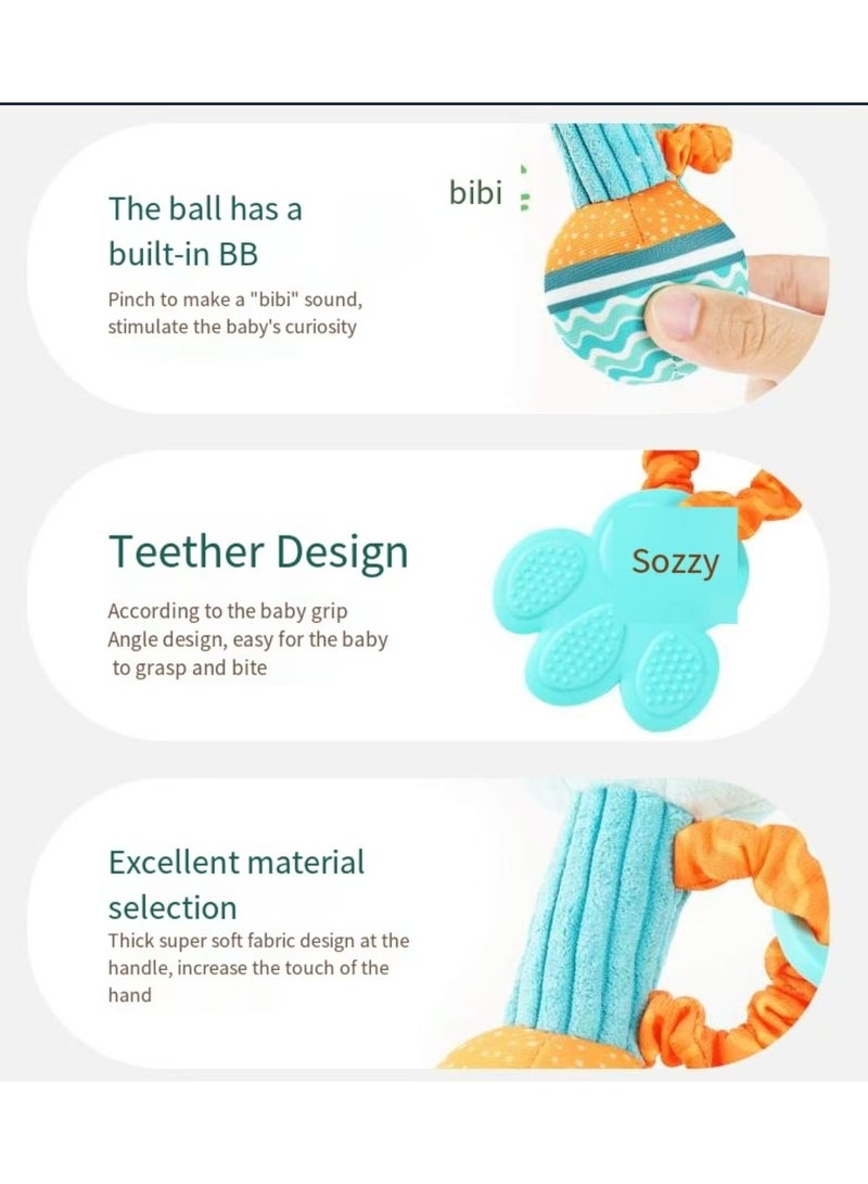 سوزي بيبي القطن العضوي هزاز عصا للأطفال حديثي الولادة مهدئا دمية طفل 0-2-year-old يد طفل لعبة هزاز الجرس - Image 3