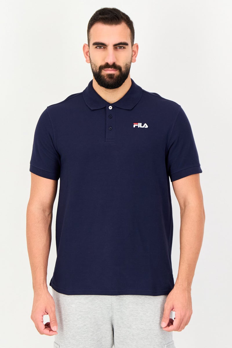 FILA Men Sportswear Fit Short Sleeve Outdoor Polo Shirt, Navy - Image 1