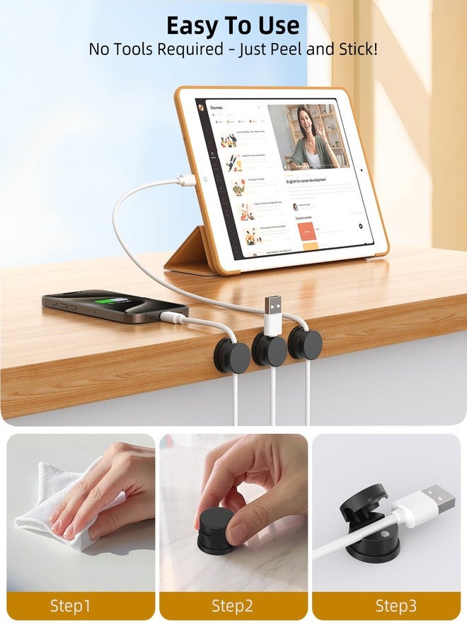 Inchor Cord Holder, Swiveling Cord Organizer, Magnetic Cable Clips for Desk, 6 Pack Cable Organizer for Nightstand, Adhesive Cable Holder Cable Management Clips for Car Home Office (Black) - Image 5