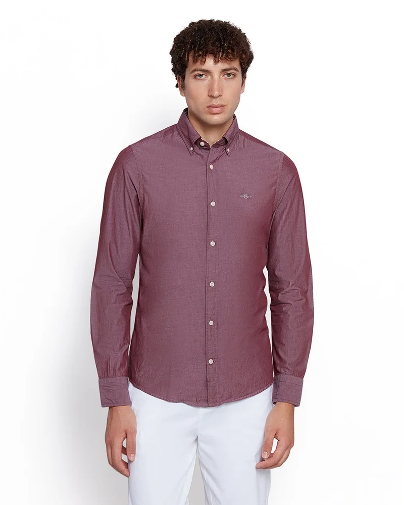 غانت قميص رجالي قطن بوبلين بقصة ضيقة من جانت