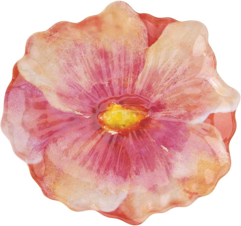 UP أطباق حلوى ميلامين بشكل زهرة نمر من UPware، أطباق تقديم صغيرة للوجبات الخفيفة والأطباق الجانبية، حمراء 75 × 7 بوصة، مجموعة من 4 - Image 2