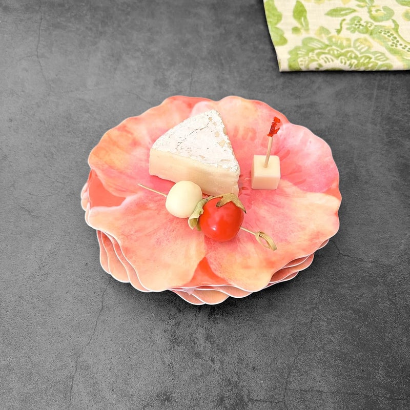 UP أطباق حلوى ميلامين بشكل زهرة نمر من UPware، أطباق تقديم صغيرة للوجبات الخفيفة والأطباق الجانبية، حمراء 75 × 7 بوصة، مجموعة من 4 - Image 3