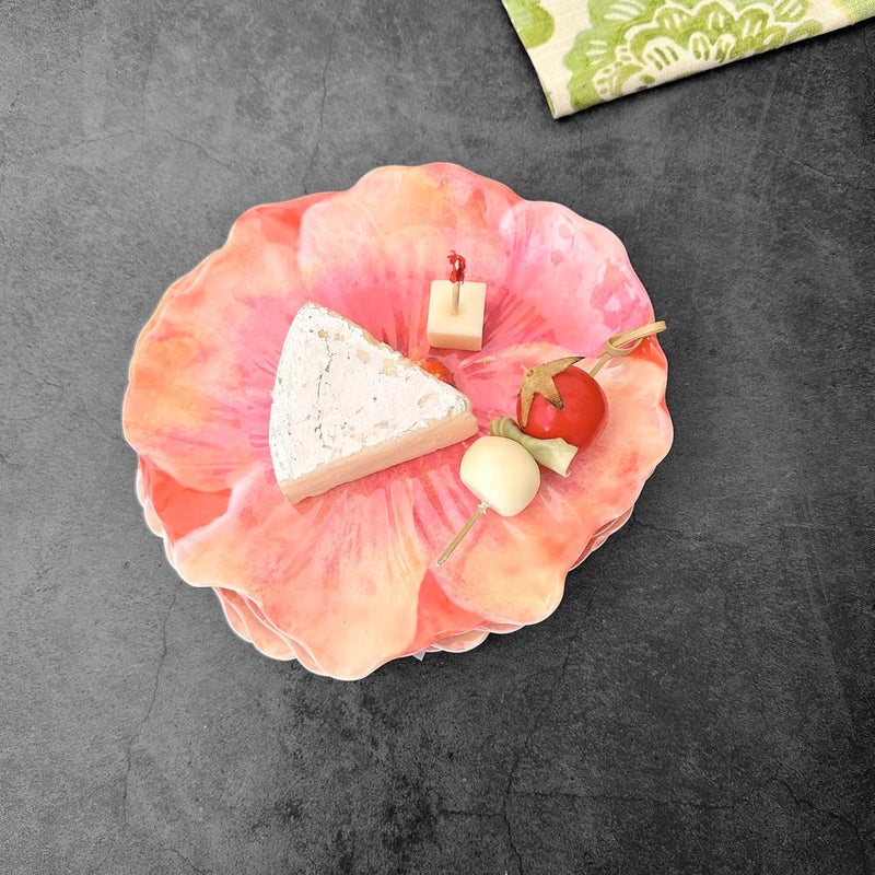 UP أطباق حلوى ميلامين بشكل زهرة نمر من UPware، أطباق تقديم صغيرة للوجبات الخفيفة والأطباق الجانبية، حمراء 75 × 7 بوصة، مجموعة من 4 - Image 4