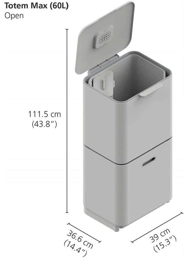 Joseph Joseph Joseph Joseph Intelligent Waste Totem Max Kitchen Trash Can and Recycle Bin Unit Max: 60 Liter/16 Gallon  - Image 4
