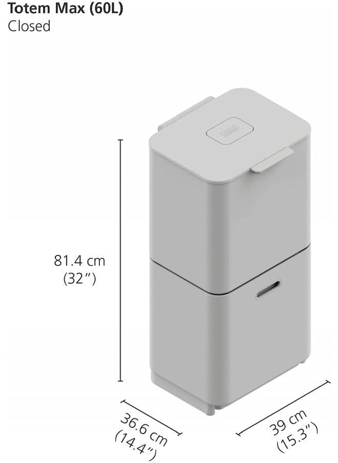 Joseph Joseph Joseph Joseph Intelligent Waste Totem Max Kitchen Trash Can and Recycle Bin Unit Max: 60 Liter/16 Gallon  - Image 5