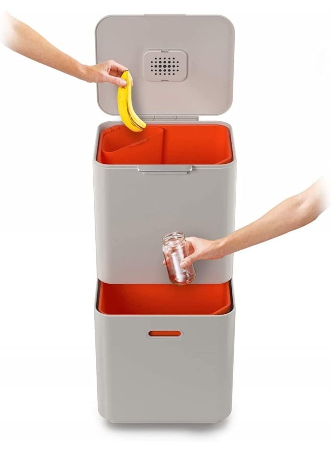 Joseph Joseph Intelligent Waste Totem Max Kitchen Trash Can and Recycle Bin Unit Max: 60 Liter/16 Gallon