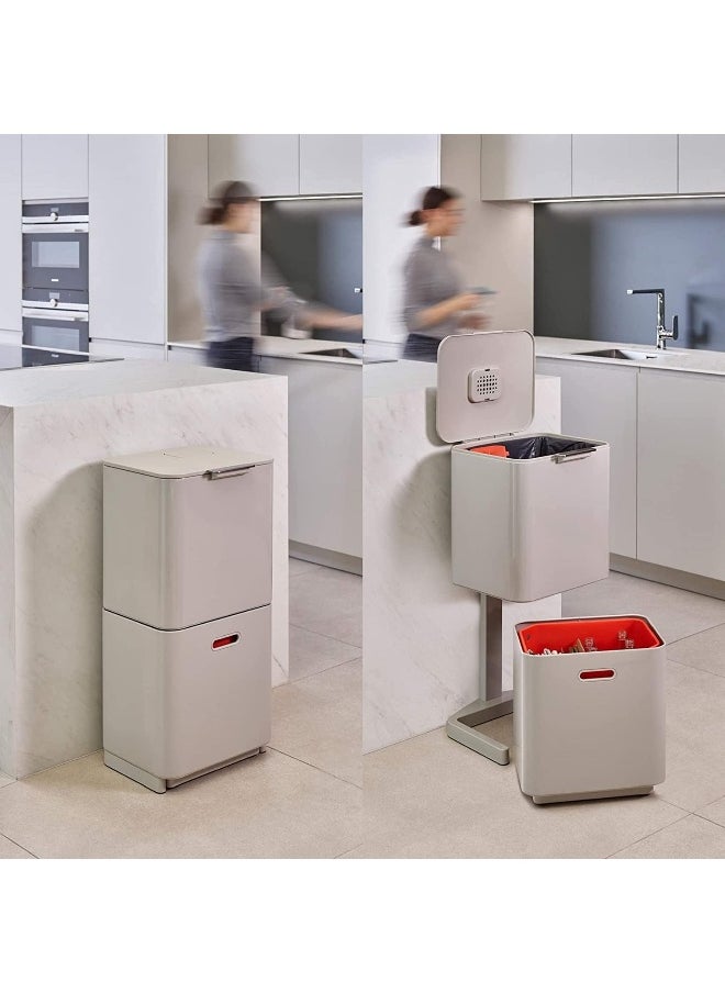 Joseph Joseph Intelligent Waste Totem Max Kitchen Trash Can and Recycle Bin Unit Max: 60 Liter/16 Gallon