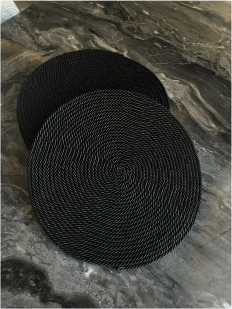 اي سي شوب Star Products Kitchen 4 Pieces Black American Service Runner Supla Presentation Dowry Set Cotton Straw Sa