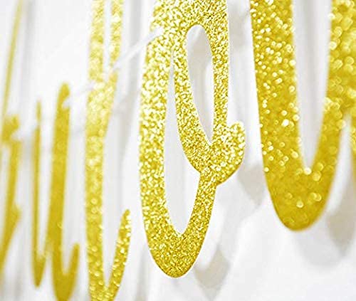 Festiko®60 & Fabulous Cursive Banner- Happy 60th Birthday Anniversary Party Supplies, Ideas and Decorations(Gold) - Image 2