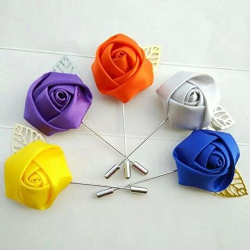 Flairs New York Gentleman's Essentials Premium Handmade Flower Lapel Pin Boutonniere (Pack of 1 Pin, Midnight Black [Rose Gold Leaf]) - Image 4