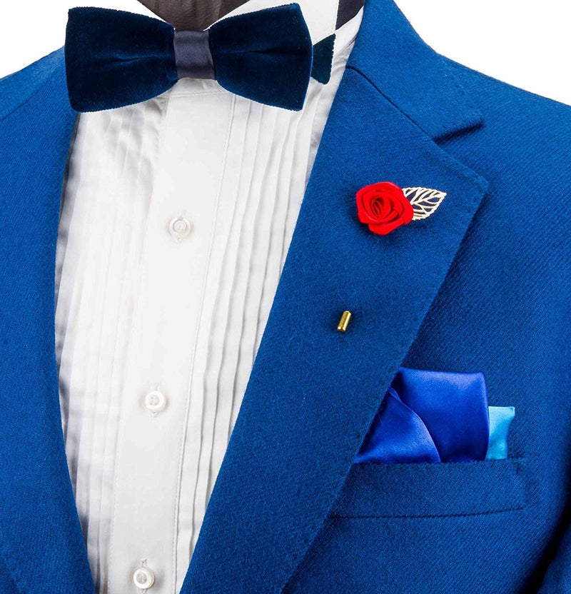 Flairs New York Gentleman's Essentials Premium Handmade Flower Lapel Pin Boutonniere (Pack of 1 Pin, Midnight Black [Rose Gold Leaf]) - Image 2