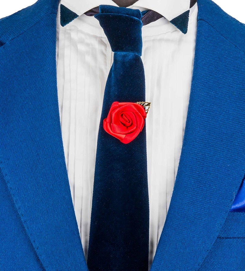 Flairs New York Gentleman's Essentials Premium Handmade Flower Lapel Pin Boutonniere (Pack of 1 Pin, Midnight Black [Rose Gold Leaf]) - Image 3