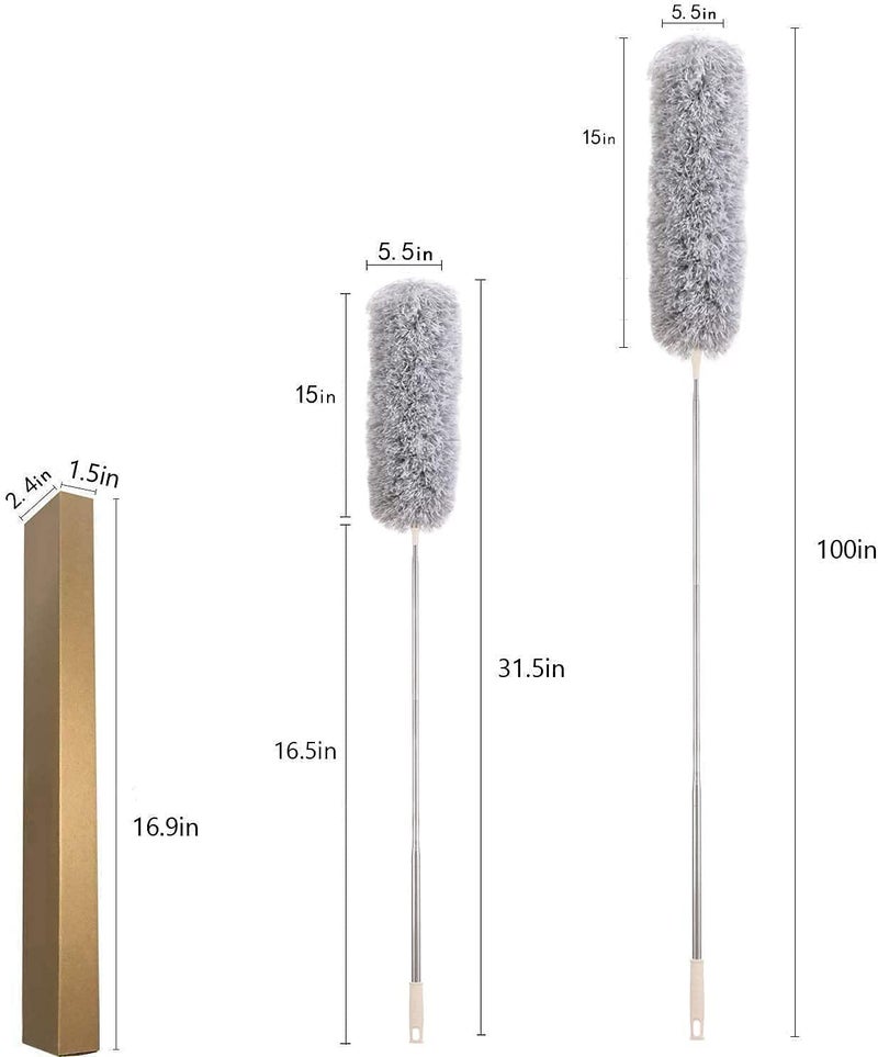 TECH LOGO ELECTRONICS Microfiber Feather Dusters Bendable & Extendable Cleaner Brush with Long Handle 100 inches Mop for Walls and Roof Cleaning Brush Adjustable Hight Long Broom Stick for Ceiling Cleaning Mop - Image 2