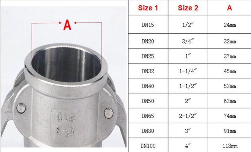 304 Stainless Steel 1 Inch BSP Male Thread Type B Socket Camlock Coupler Fitting - Image 3
