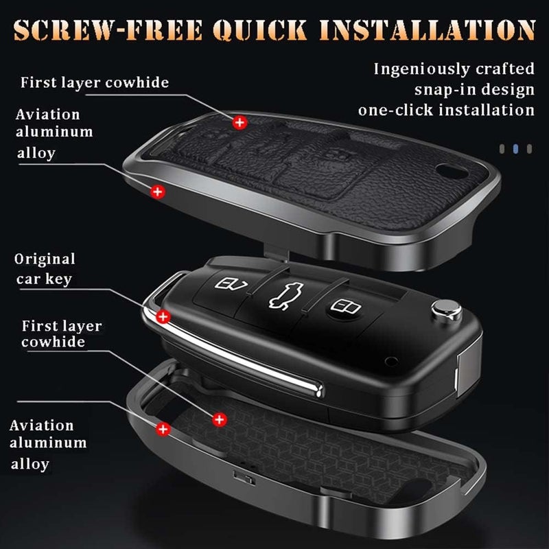 SANRILY Leather Key Fob Cover for Audi - Image 4