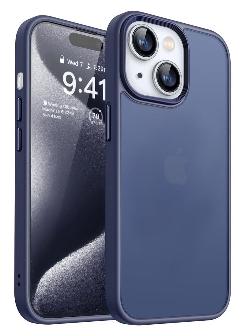Generic - Case Translucent Matte Phone Case Slim Thin Shockproof Anti-Yellowing Women Men Girls Boys Protective Cover For Iphone 13/14 (Blue) - Image 1