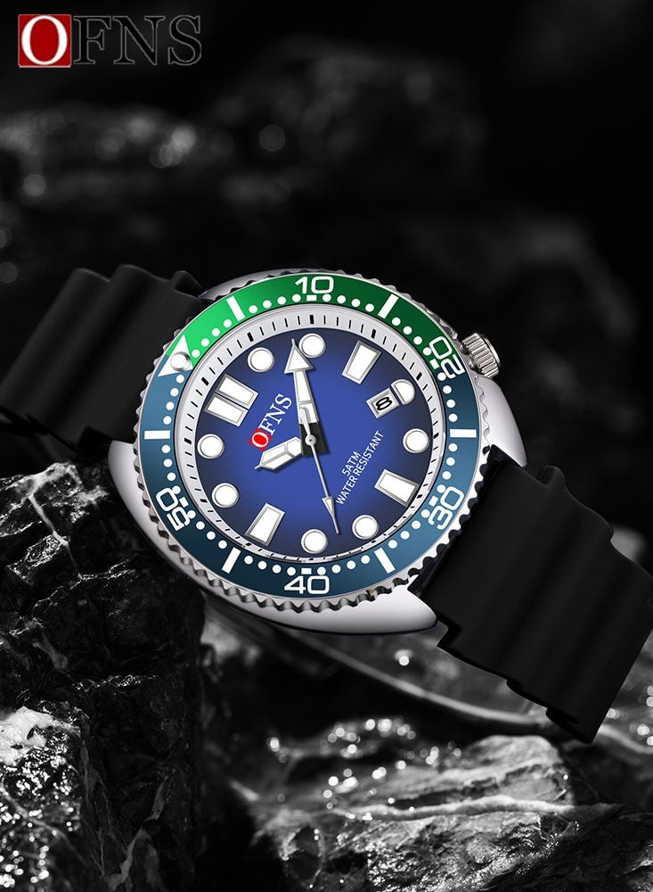 أوفنس ساعة 8033 للرجال كوارتز بتصميم بسيط وأنيق مقاومة للماء بتقويم وساعة يد كاجوال بحزام من السيليكون - Image 2