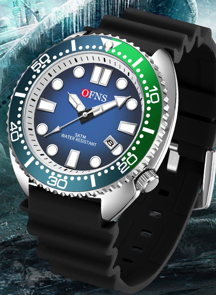 أوفنس ساعة 8033 للرجال كوارتز بتصميم بسيط وأنيق مقاومة للماء بتقويم وساعة يد كاجوال بحزام من السيليكون - Image 3