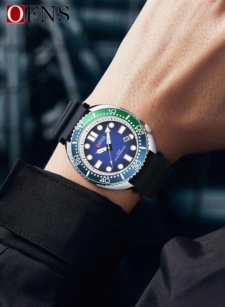 أوفنس ساعة 8033 للرجال كوارتز بتصميم بسيط وأنيق مقاومة للماء بتقويم وساعة يد كاجوال بحزام من السيليكون - Image 4