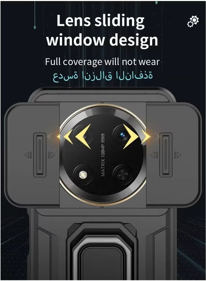 X-level Honor X9c 5G Case Cover with Slide Camera Cover & Ring Holder,Kickstand Shell Back Cover Scratch-Resistant Shock-Absorbing Protector Accessories Kickstand Stand Magnetic Car Ring Holder Protection - Image 2