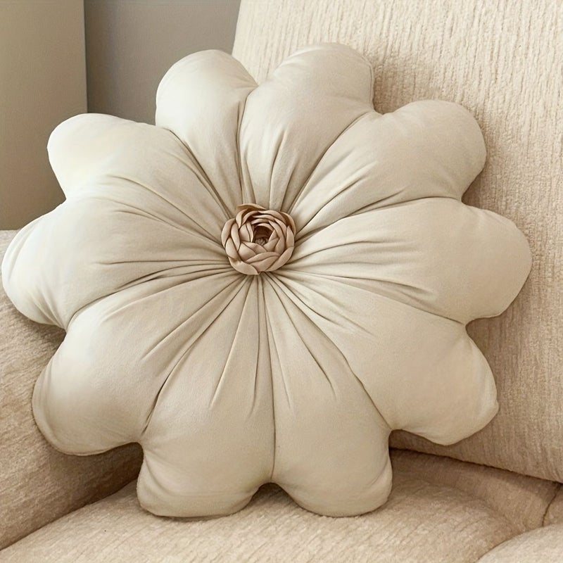 Yellow Floral Shaped Soft Lumbar Pillow for Sofa Bed Decor - Image 3