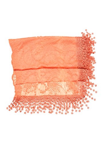 Tan's Women's lightweight Feminine Lace teardrop fringe Vintage Mesh Crochet Tassel Scarf for Women - Image 4