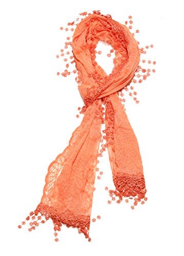 Tan's Women's lightweight Feminine Lace teardrop fringe Vintage Mesh Crochet Tassel Scarf for Women - Image 2
