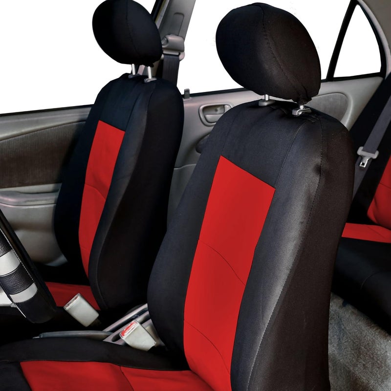 FH Group Neoprene Car Seat Covers Set - Red/Black - Image 4