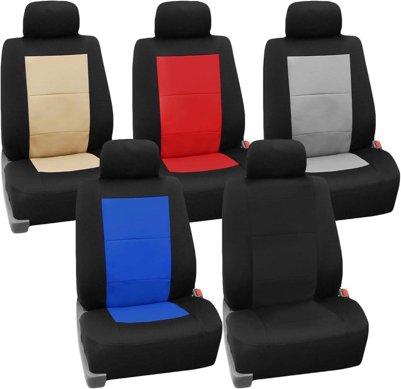FH Group Neoprene Car Seat Covers Set - Red/Black - Image 2