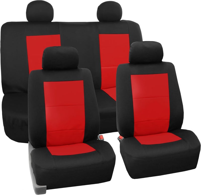 FH Group Neoprene Car Seat Covers Set - Red/Black - Image 1