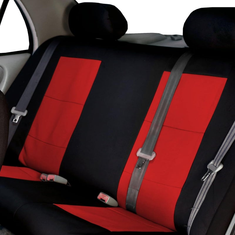 FH Group Neoprene Car Seat Covers Set - Red/Black - Image 5