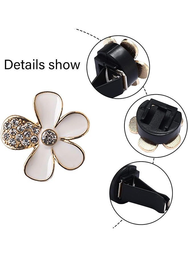 Bukela 6PCS Decorations Flower Clips for Car Air Vent, Cute Colorful Bling Flower Decor for Women Girls, Clip on Air Conditioning Outlet, Auto Interior Accessories Universal for Most Vehicles (White) - Image 2