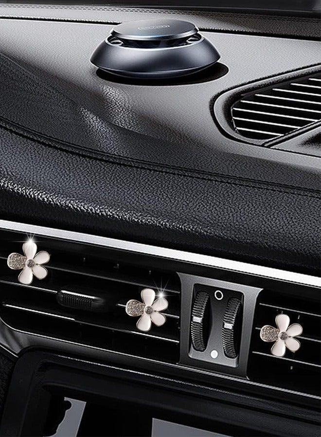 Bukela 6PCS Decorations Flower Clips for Car Air Vent, Cute Colorful Bling Flower Decor for Women Girls, Clip on Air Conditioning Outlet, Auto Interior Accessories Universal for Most Vehicles (White) - Image 4