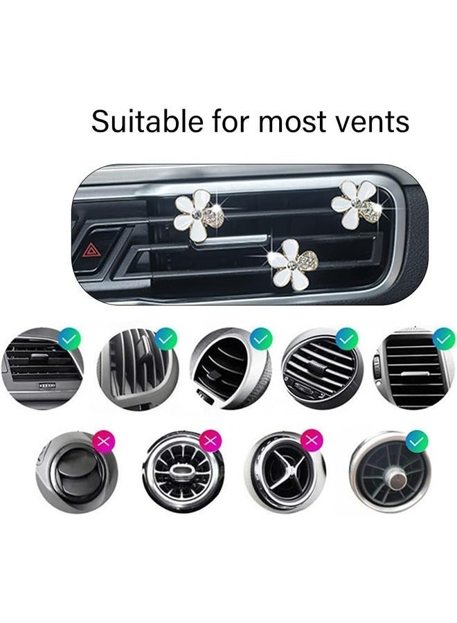 Bukela 6PCS Decorations Flower Clips for Car Air Vent, Cute Colorful Bling Flower Decor for Women Girls, Clip on Air Conditioning Outlet, Auto Interior Accessories Universal for Most Vehicles (White) - Image 3