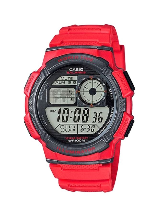 كاسيو ساعة يد رقمية مقاومة للماء طراز AE-1000W-4AV - مقاس 48 مم - لون أحمر رجال - Image 1