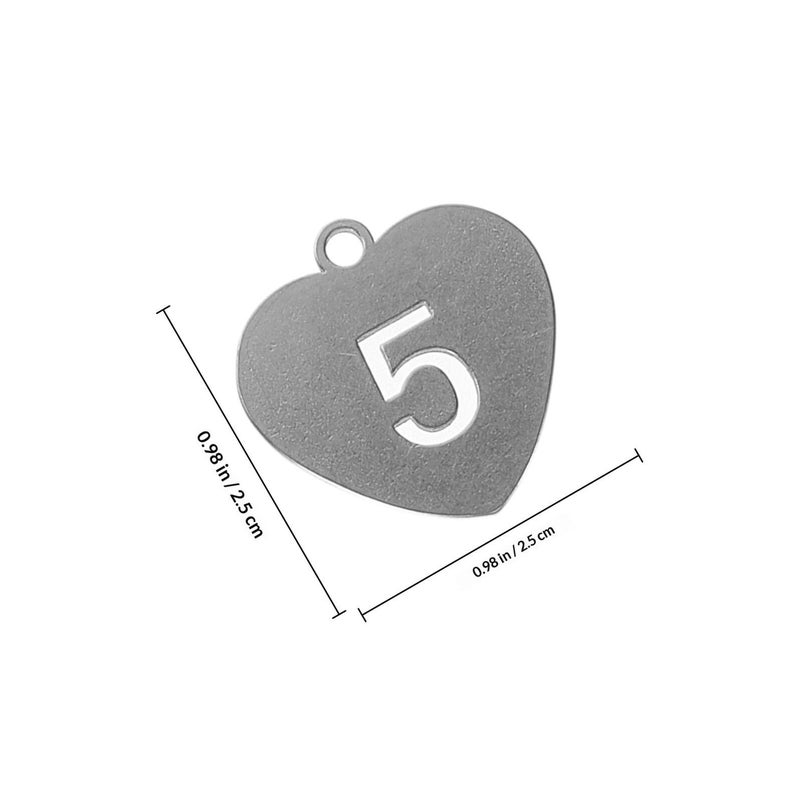 10 Heart Shaped Stainless Steel Number Tags 1-10 Hollow Key Identification Labels With Rings For Luggage Locker Office Use - Image 3