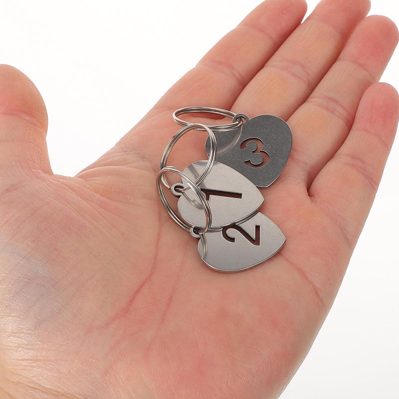 10 Heart Shaped Stainless Steel Number Tags 1-10 Hollow Key Identification Labels With Rings For Luggage Locker Office Use - Image 5