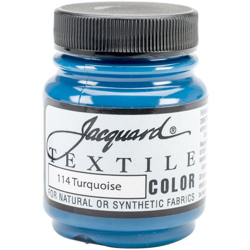 Jacquard Textile Color Turquoise - Permanent Fabric Paint for Clothes, Furniture Upholstery, Shoes or Tote Bags – Indoor & Outdoor Fabric Paint – 2.25 Oz Jar, Upholstery Fabric Paint