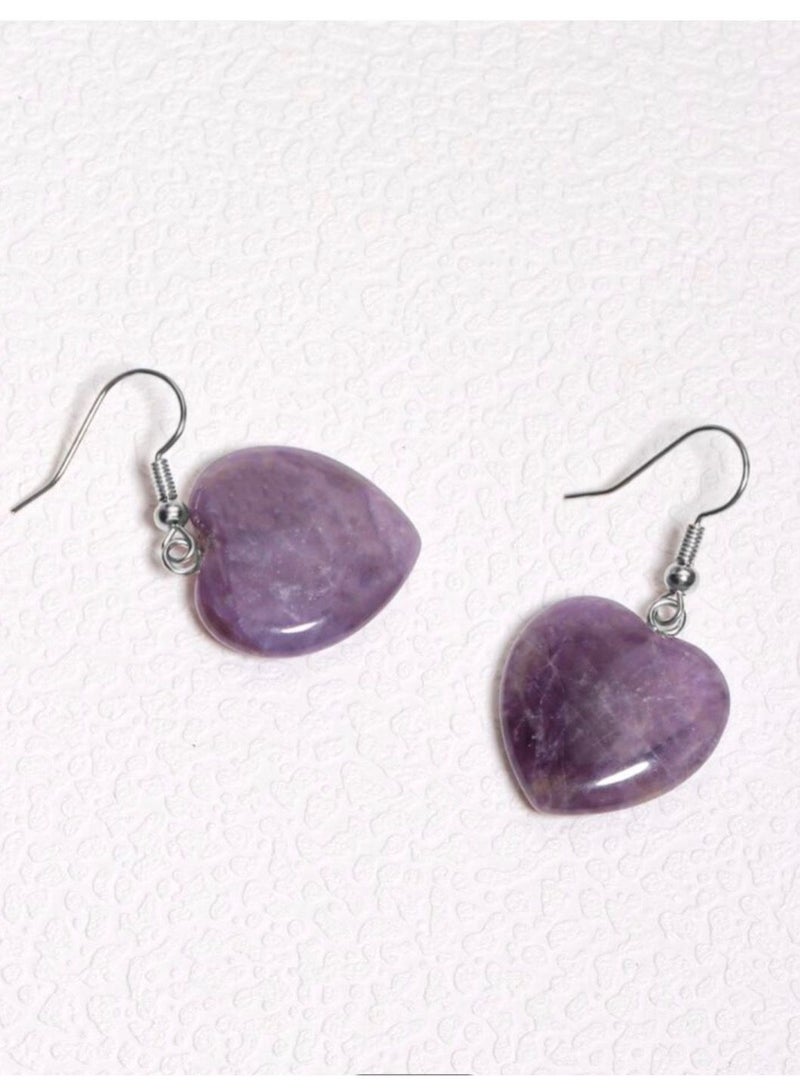 Dangle Charms Natural Amethyst Gemstone Earrings For Women - Image 2