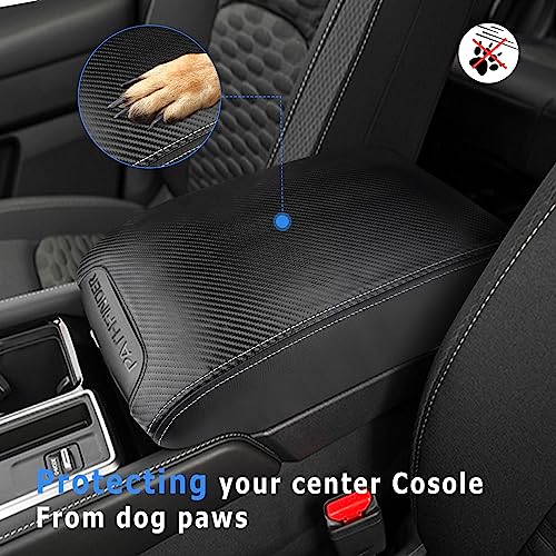 INTGET Center Console Cover for Nissan Pathfinder Accessories 2022 2023 2024 2025 Interior Leather Middle Console Lid Protector Replacement for Pathfinder Console Cover (Carbon Fiber) - Image 4