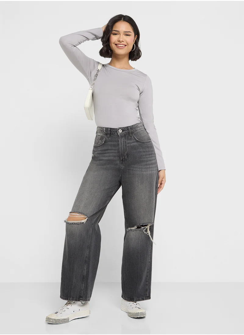 Ginger Basics Scoop Neck Long Sleeves Top