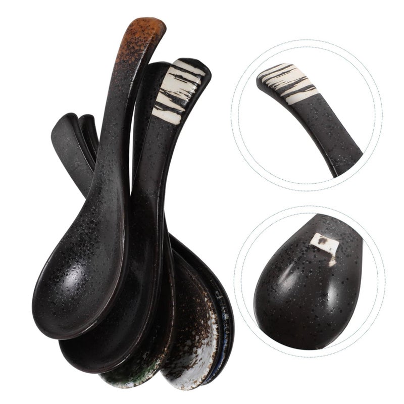 Ceramic Japanese Ramen Soup Spoons Set 5Pcs 14X4 5X1 8CM For Noodles Rice Desserts Lightweight Stylish - Image 5