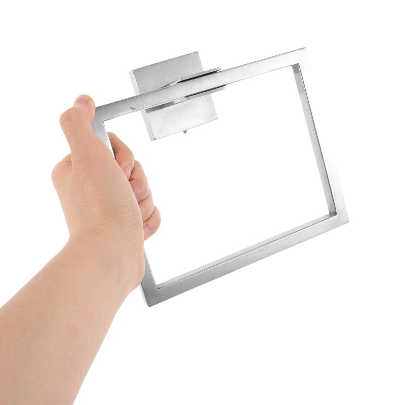 Brushed Stainless Steel Square Towel Ring Wall Mount Holder for Bathroom Shower - Image 5