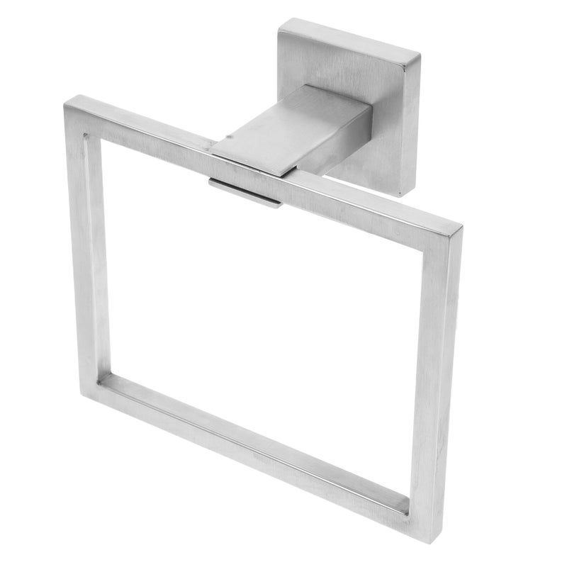 Brushed Stainless Steel Square Towel Ring Wall Mount Holder for Bathroom Shower - Image 2
