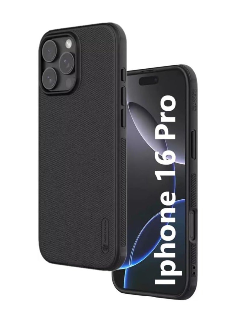 Nillkin Iphone 16 Pro Case Cover Super Frosted Shield Pro Matte All-Round Protection Anti-scratch Slim Luxury Hard Back Soft Border (PC+TPU) Cover Raised Bezel Camera Protect Cover for Iphone 16 Pro Black - Image 1