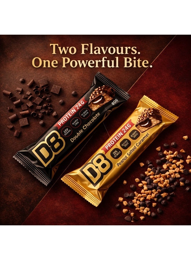 D8 Protein Chocolate Bar Peanut Salted Caramel | 24g Protein Per Bar | No Added Sugar | Gluten Free | Low Calorie | 60g Each | Nutrition Bars for Men & Women | Pack of 3 - Image 4