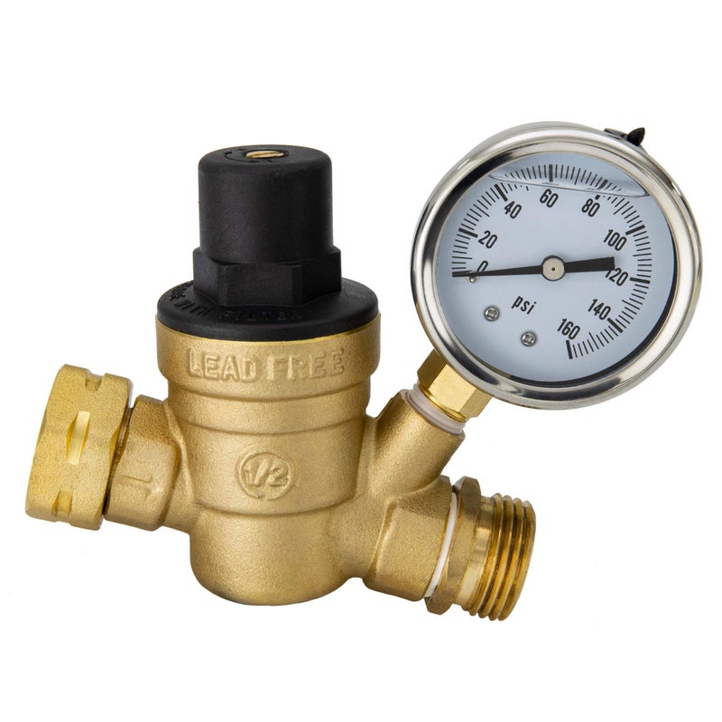 Recpro Rp-1014 Brass Rv Water Pressure Regulator With Gauge | Adjustable Water Pressure Regulator For Rv Camper - Image 2
