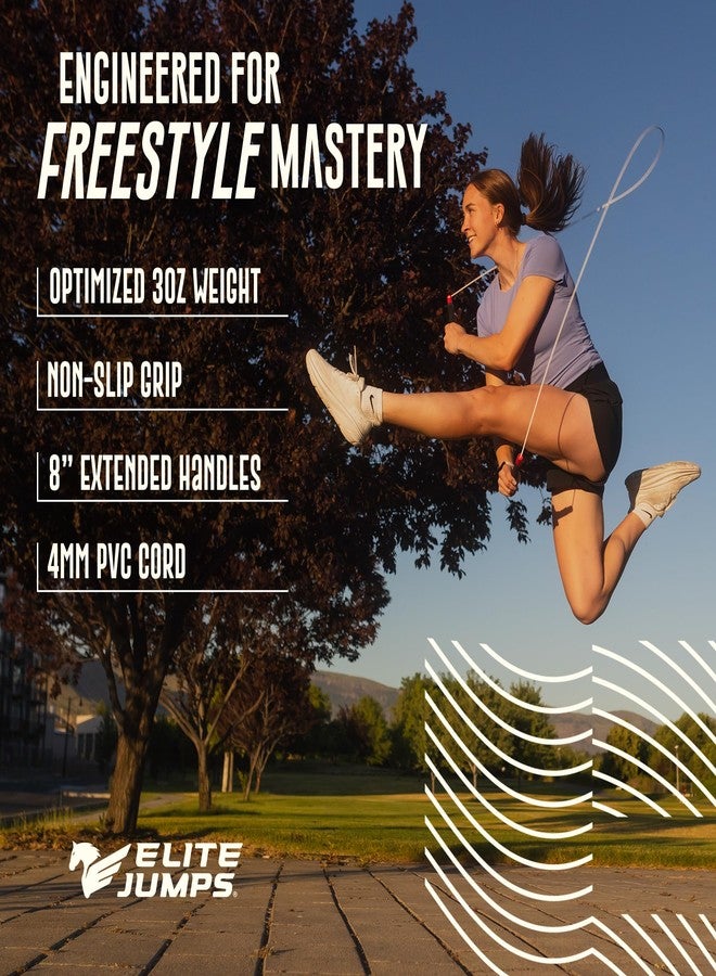 EliteSRS Elite Jumps Fit Plus Pro Freestyle Jump Rope for Tricks & Fitness | Unbreakable 8" Handles with Non-Slip Grip | Adjustable 10ft PVC Cord for Adults & Kids | Durable Workout Skipping Rope - Image 2
