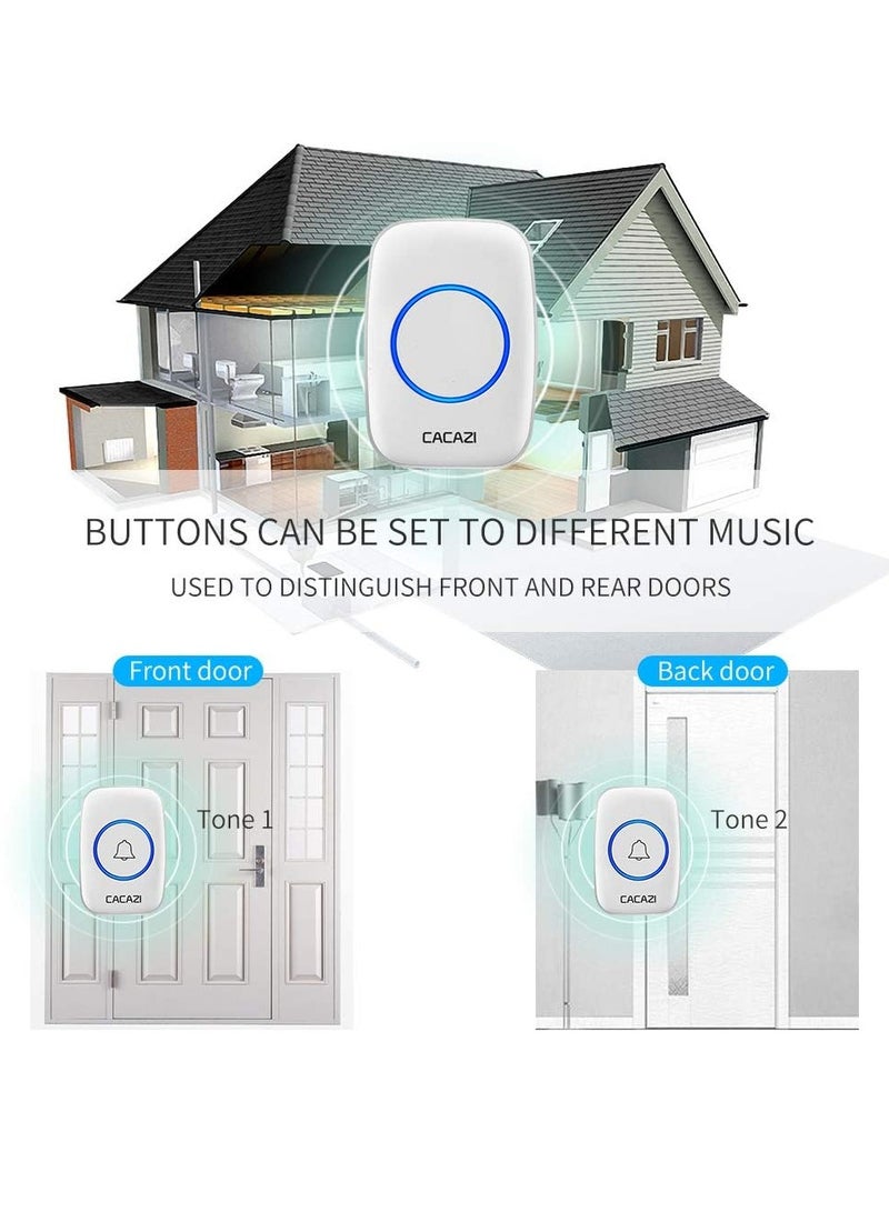 MIXDE Wireless Doorbell kit, Plug-in Receiver, Waterproof Push Button with 1000 feet Operating Range, 5 Volume Levels, 60 Chimes, LED flash & CD Sound For Home/Office/Classroom Use - Image 4